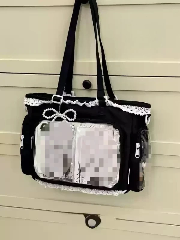 New Japanese High Beauty Transparent Ribbon Fresh and Sweet Girl Lightweight Daily Commuter Large Capacity Shoulder Bag Handbag