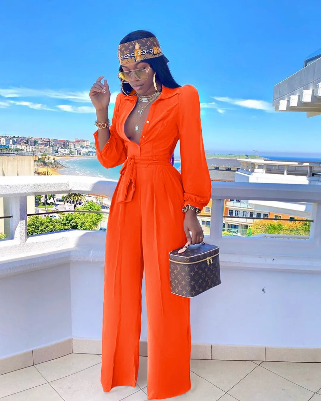 Women's Jumpsuit for Spring/summer 2024 The Latest Urban Casual Shirt with A Straight Pleated Romper Bodysuit Collar Waistband