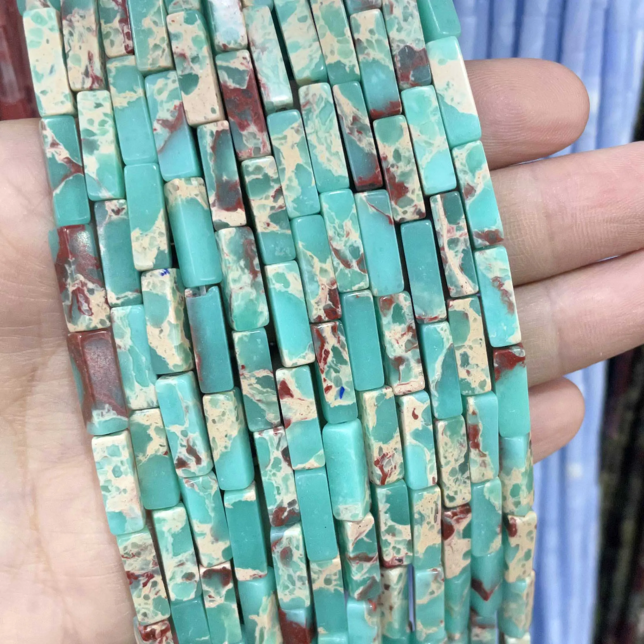 Natürliche Stein Blau Schlangenleder Jaspis Shoushan Sediment Edelstein Oval Rondelle Lose Perlen Für Schmuck Machen DIY Armband – Detail 13
