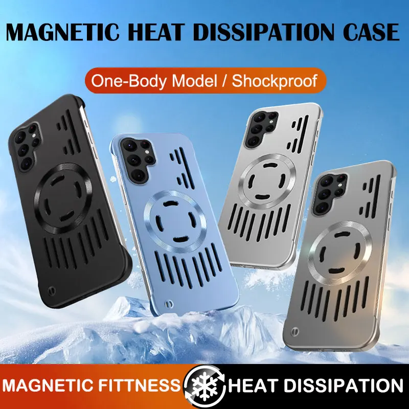 Frameless Hard Metallic Protective Case with Heat Dissipation and Magnetic Closure