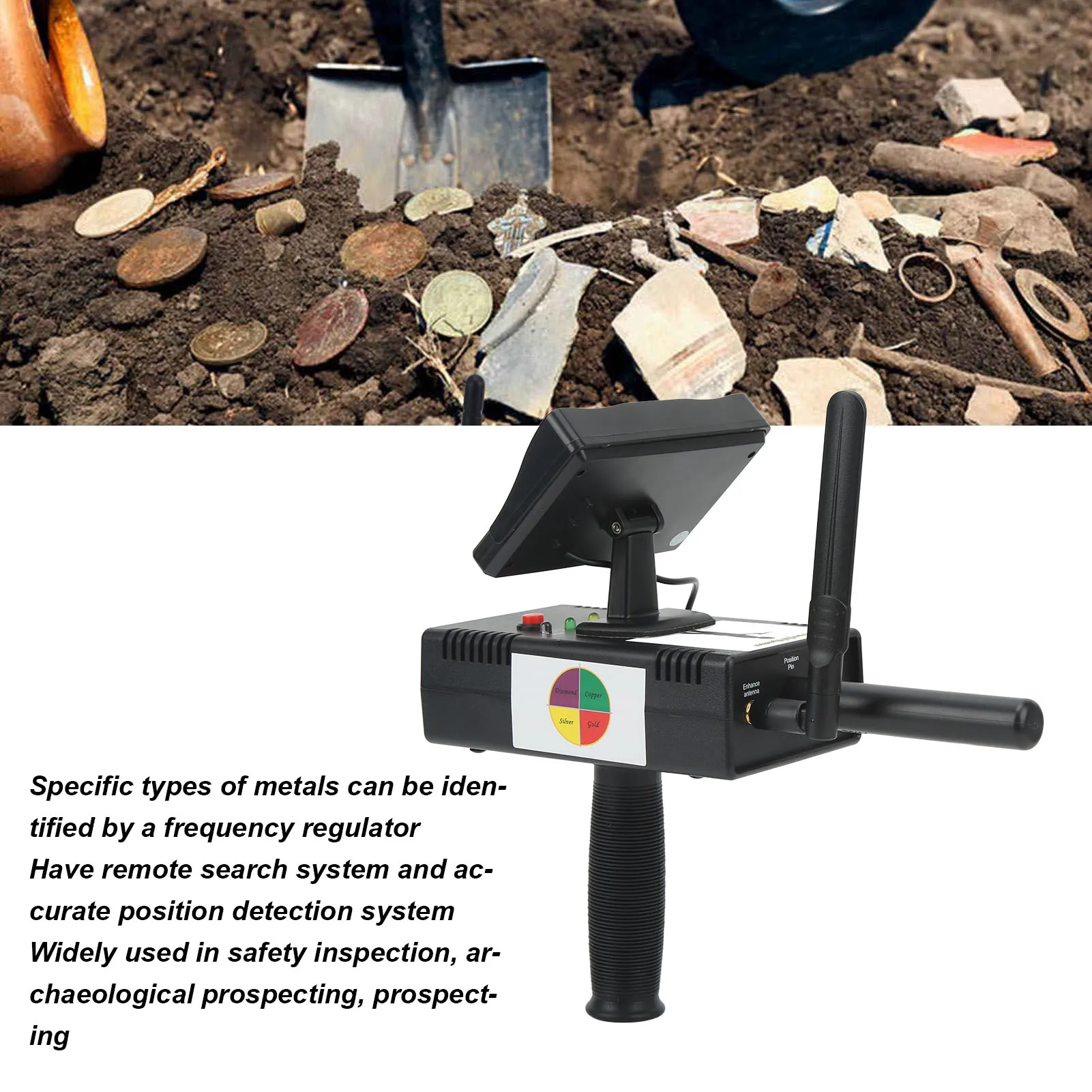 AC100-240V Gold Detector ABS Housing Sensitive Stable Quick Scanning Treasure Finder for Gold Silver Copper