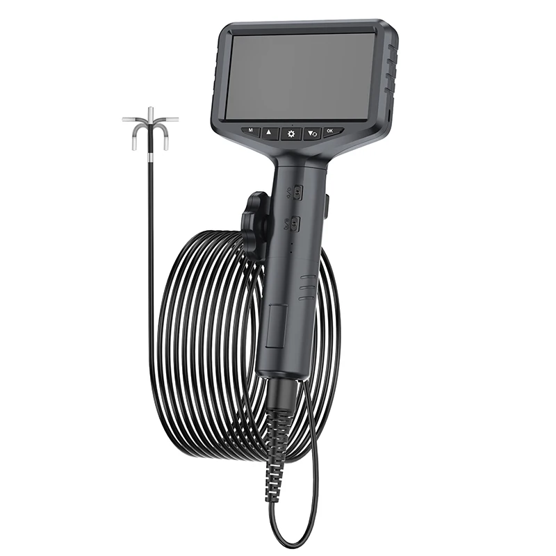 3.9 6mm Articulating Borescope 2 Way 180 Degree Steering Industrial Endoscope 5" Screen Waterproof IP67 Cam For Car Sewer