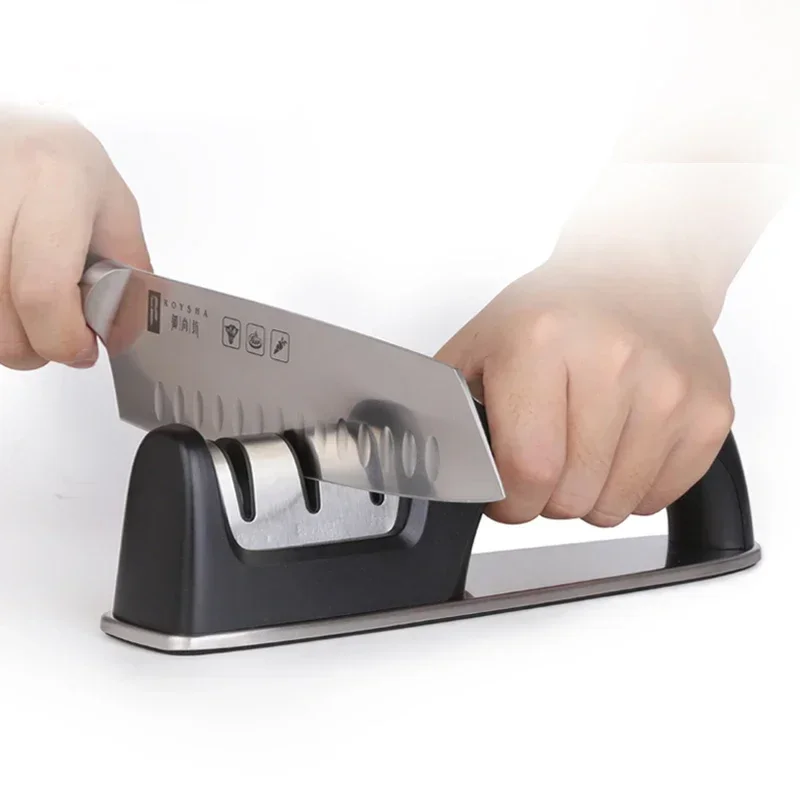 3-Stage Knife Sharpener – Diamond, Tungsten Steel & Ceramic Sharpening System | Kitchen Knife Honing & Grinding Tool 4