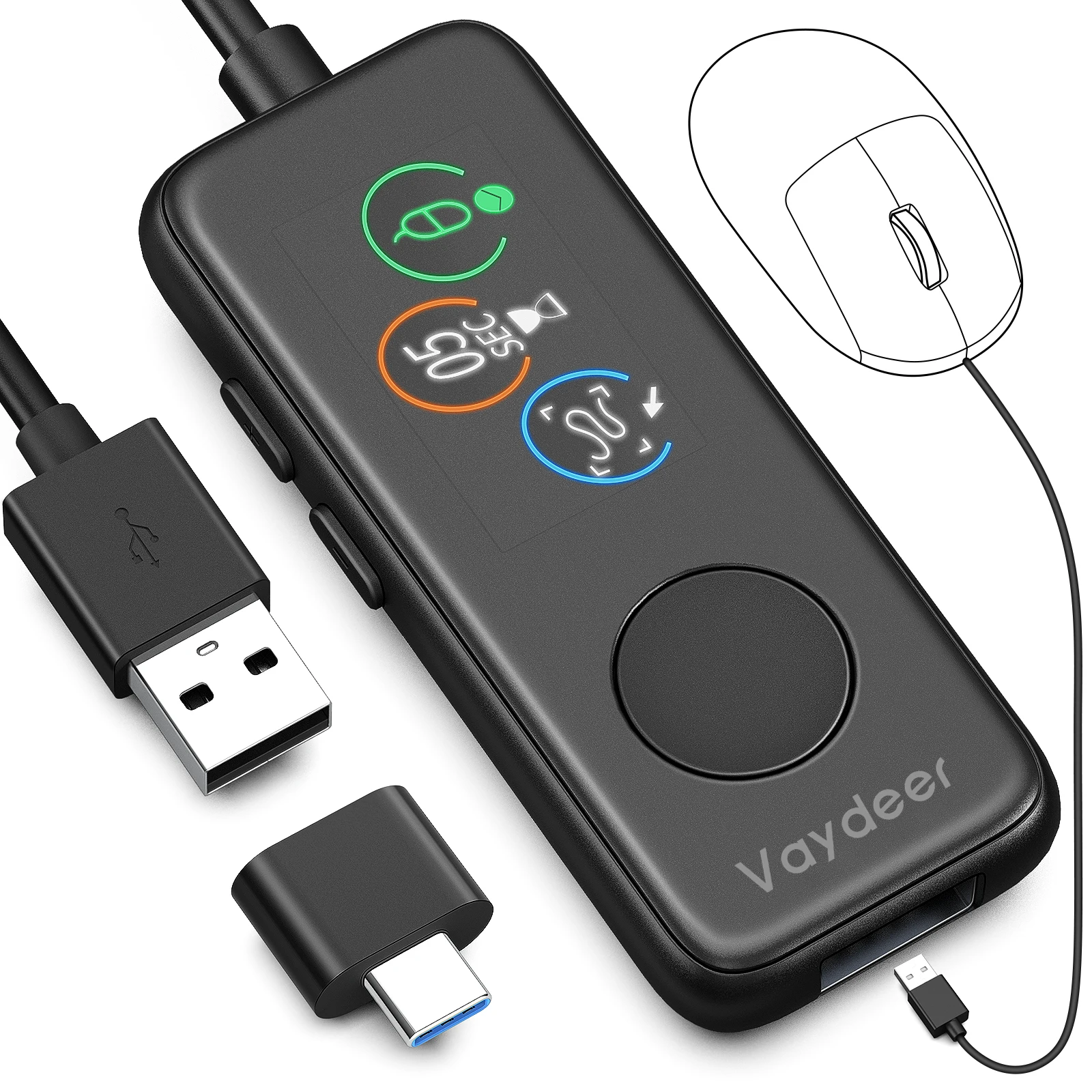 Jiggler do Mouse Totalmente Automático Mouse Usb com Tela hd Contagem Regressiva Ajustável e Trils Absoluto Indetectável 100
