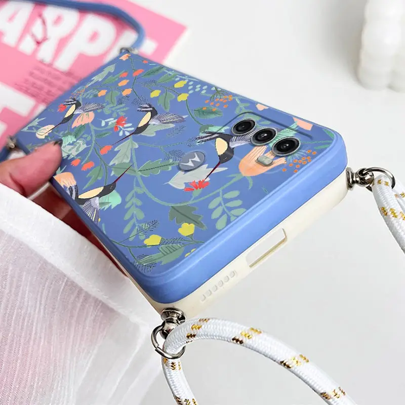 Silicone Crossbody Lanyard Phone Case - Free Bird Design