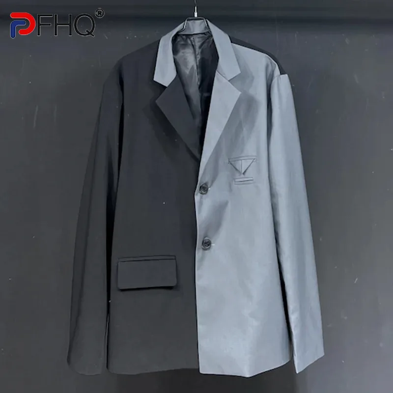 

PFHQ Contrast Color Blazers Men's Summer Haute Quality Single Breasted Design Personality Male Suit Jackets Versatile 21Z4535