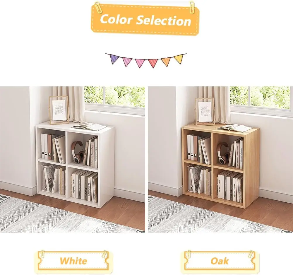4 Cube Organizer Bookcase - Fabric Storage Bins Container 5