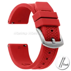 Breathable Silicone Quick Release Sport Watch Band - Waterproof Universal Bracelet Strap - 22mm (Red)