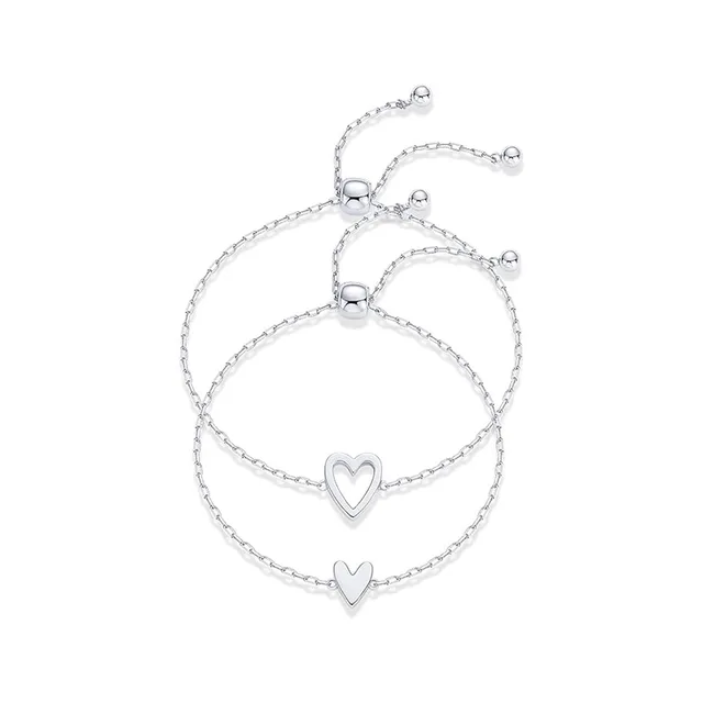 Ensemble de bracelets solitaires en forme de cœur pour femmes, mère et fille, en acier inoxydable plaqué or 14K, cadeaux de bijoux d'amitié, 1 à 3 pièces