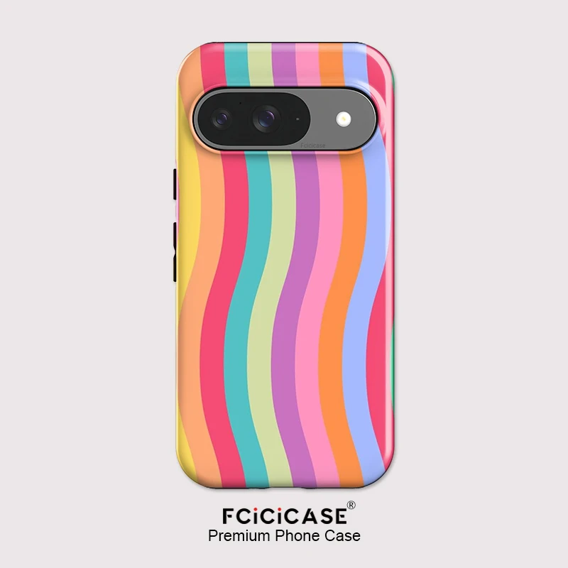 Colorful Lines Print Phone Case - Dual Layer Matte Bumper