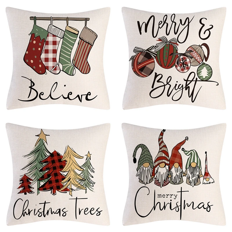 

Christmas Throw Pillow Cover Holiday Couch Pillow Case Zippered Pillow Protector for Home Farmhouse Sofa Decorations