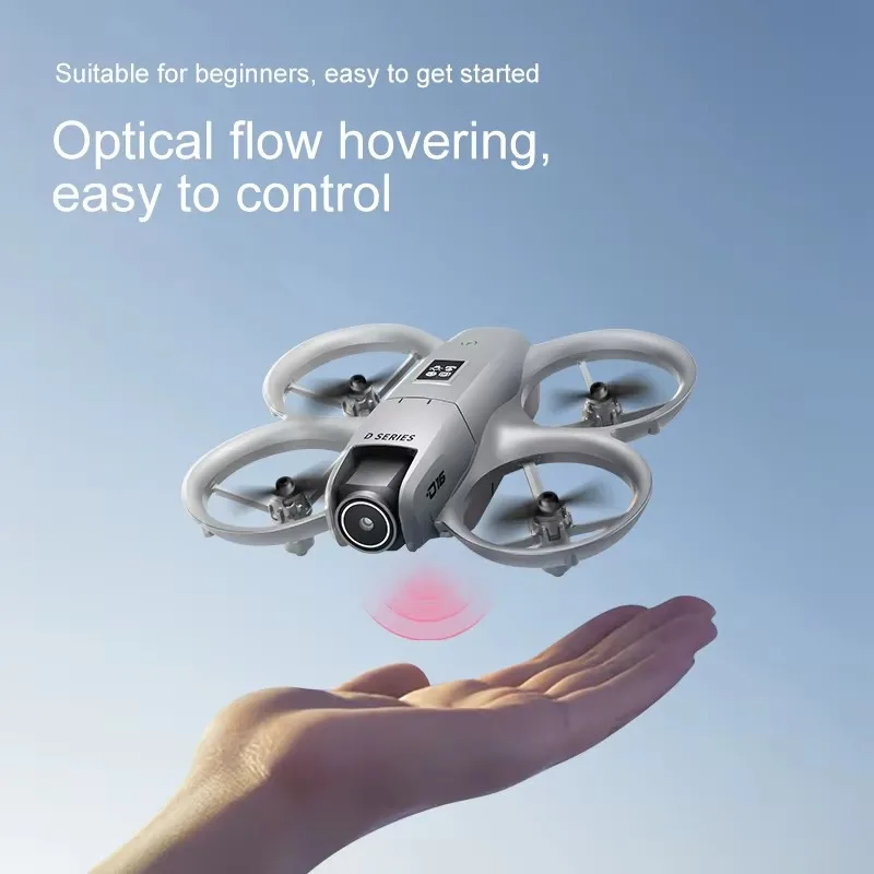 Mini Drone 8K gris en action dans un parc, avec un ciel bleu en arrière-plan, offrant une qualité d'image exceptionnelle.
