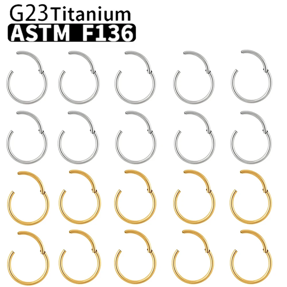 10Pcs Nose Rings G23 Titanium Nose Ring For Women And Men Piercing Jewelry Lip Ear Ring Hoop Mixed Color Body Clips Hinged 1