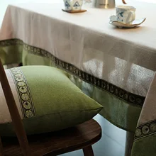 

Polyester Tablecloths, Waterproof Table Covers Japanese Style Fresh Green Gray Dining Table Coffee Table Deco