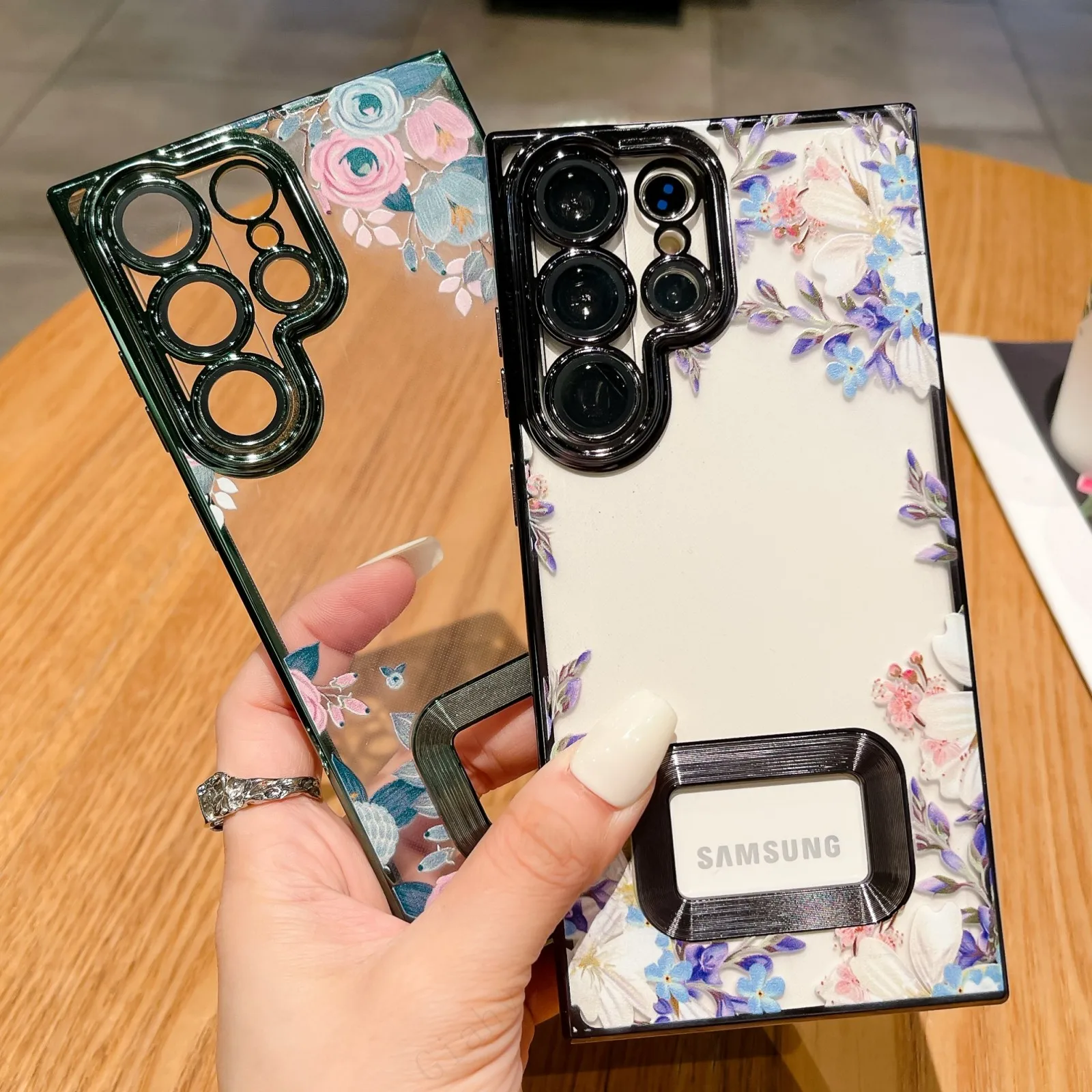 Glitter Visual Camera Protect Placcatura Secret Garden Phone Case Per Samsung S23 Ultra S22 Plus + Cover Posteriore