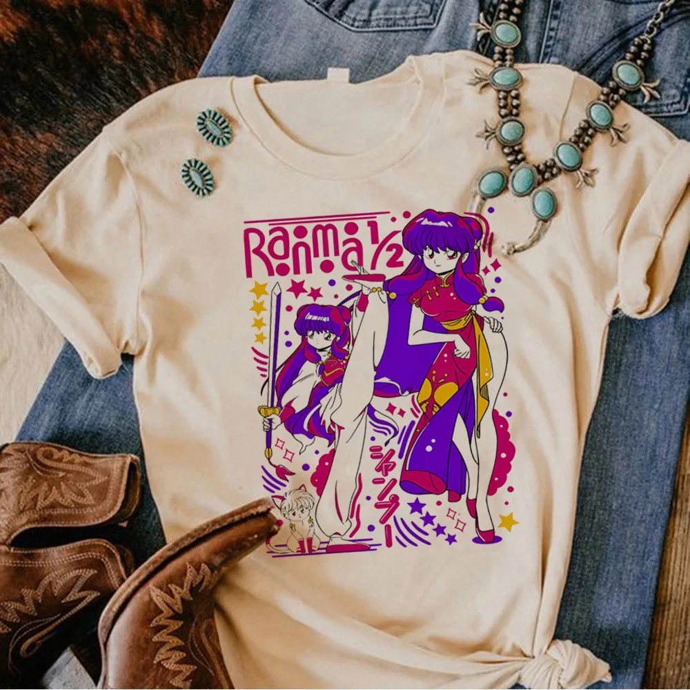 Ranma 1/2 Saotome 티셔츠 십대 디지털 한국 의류 편안한 그래픽 셔츠 여성 애니메이션 대학 파스텔