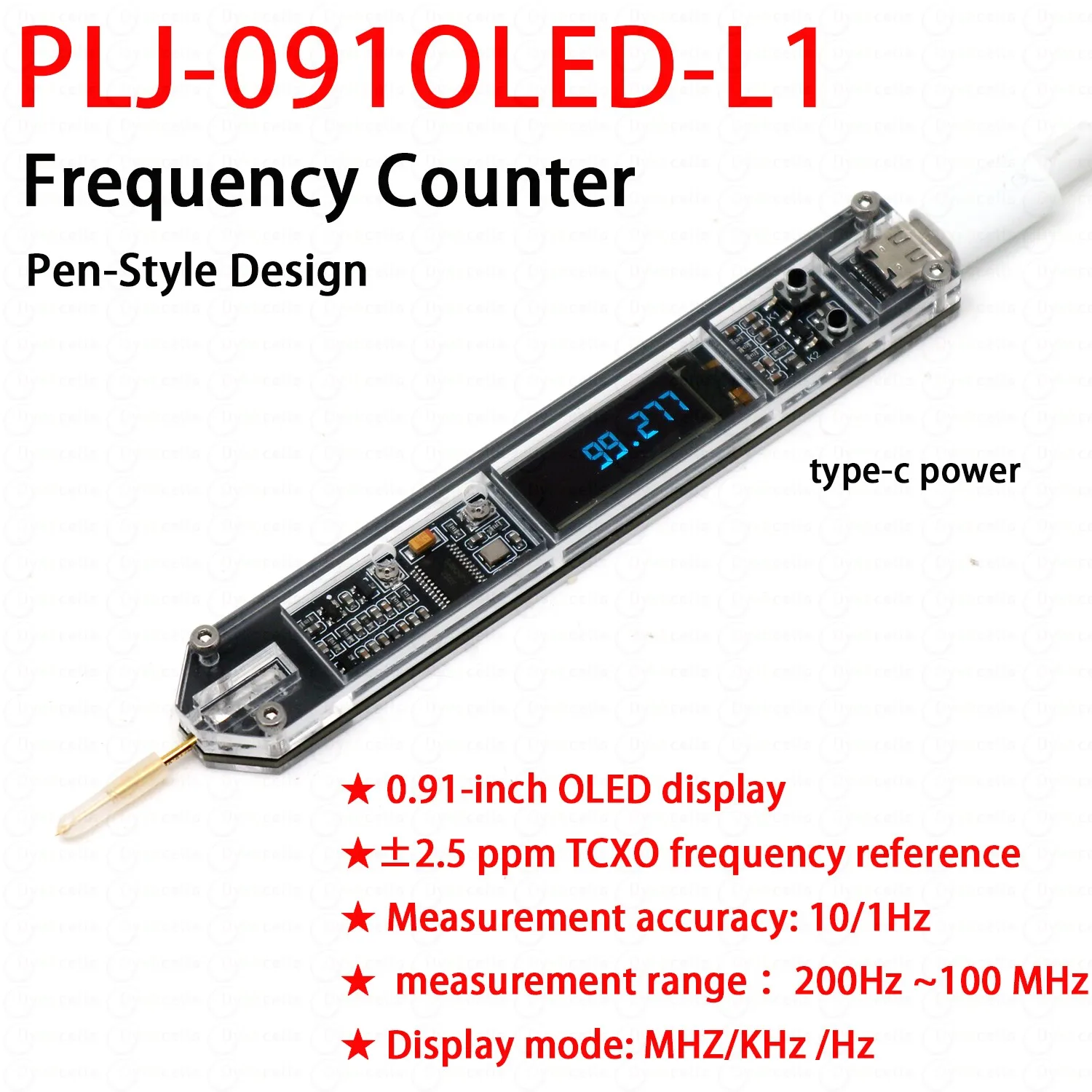 200Hz～100MHz ペン型周波数計 OLEDディスプレイ 高精度周波数カウンター RF測定用 アマチュア無線トランシーバー ...