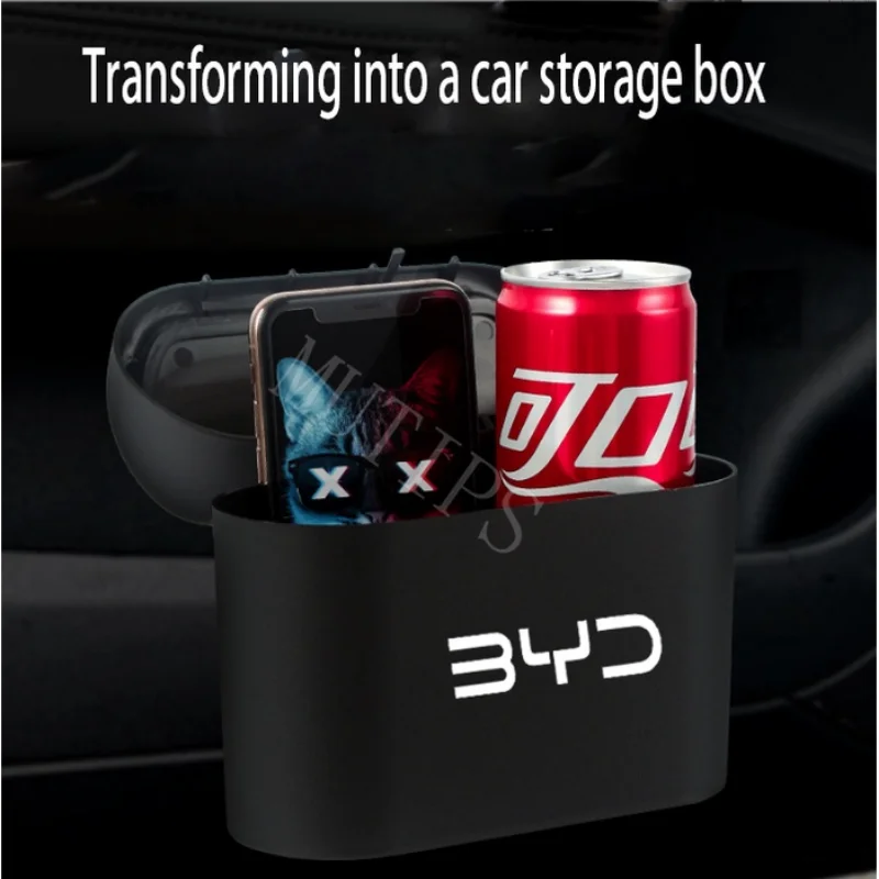 Car Portable Mini Trash Can Hanging Flip Lid Dustbin For BYD Atto 3 Yuan plus Seal Han EV Dolphin Accessories