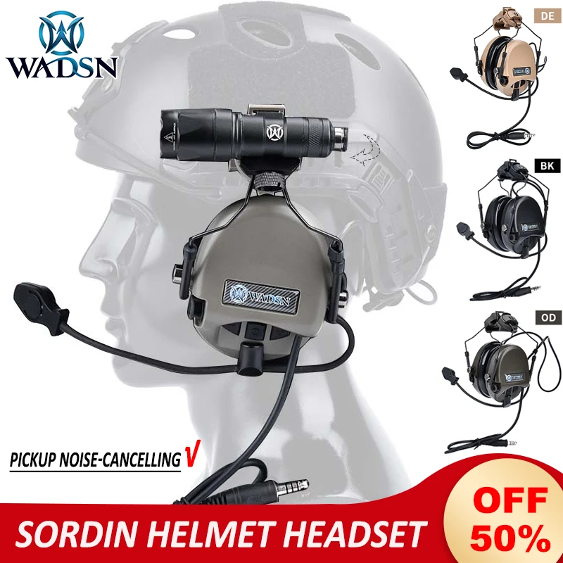 

Wadsn Fast Helmet Headset Sordin Tactical Noise Canceling Headphone MSA Wargame Earphone Hunting Shooting Headsets U94 PTT