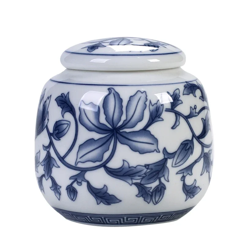 Chinese Blue and White Porcelain Tea Caddy Sealed Containers for Tieguanyin Travel Tea Bag Storage Box Coffee Canister tea tin box,tea canister,ceramic storage jar