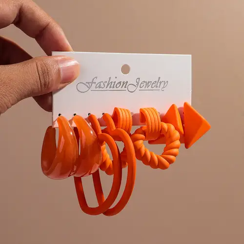 New 8pcs Colorful Circle Acrylic Hoop Earring for Women Korean Fashion Geometric Chain Drop Earrings Vintage Jewelry Sets Gifts - Image 12