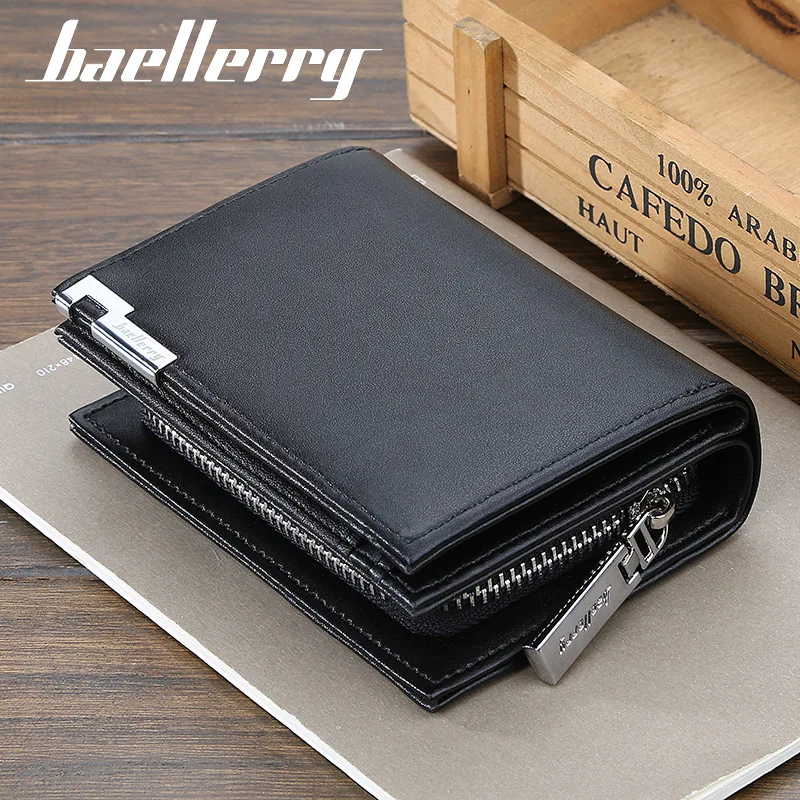 Fashionable Short Men's Wallet Leisure Accordion Card Case Big Zip Money Clip