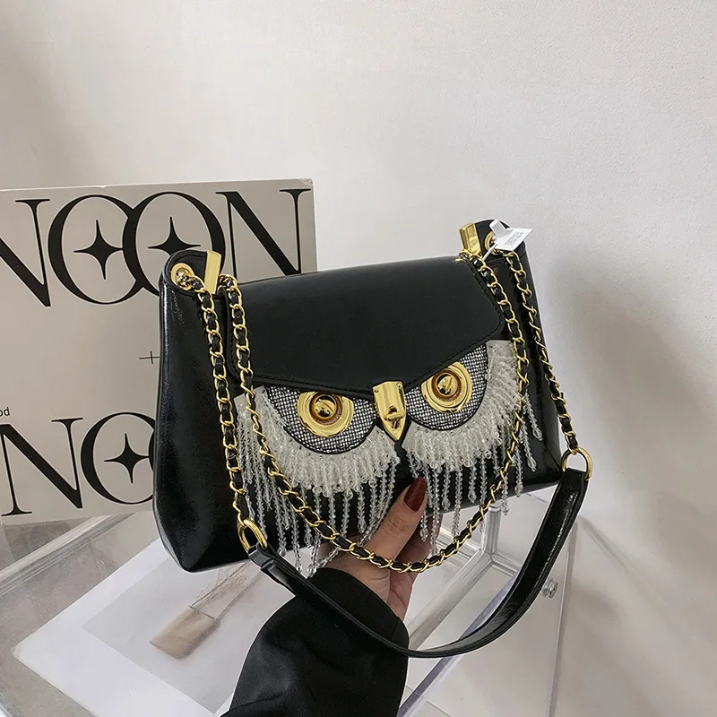 Owl Large Capacity Bag Women's Colored Diamond New Small and Luxury Luxury High Sense Crossbody Bag Single Shoulder Bag