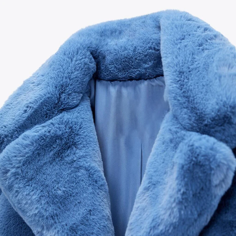 グッチ クロップドデザイン 軽量 毛皮 ブルーフロストフォックス ショートコート Ins Chic Street Fashion Girls Blue Cropped Plush Fur Coat