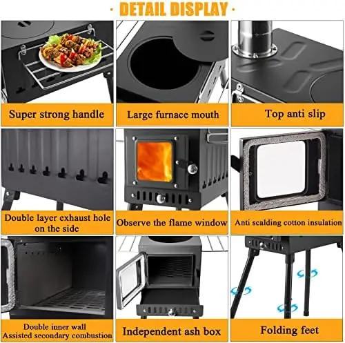 Wood Burning Stove, Camping Wood Stove, Portable Hot Tent Stoves wood  burning, Dual Interior Post Combustion Design with Extend - AliExpress