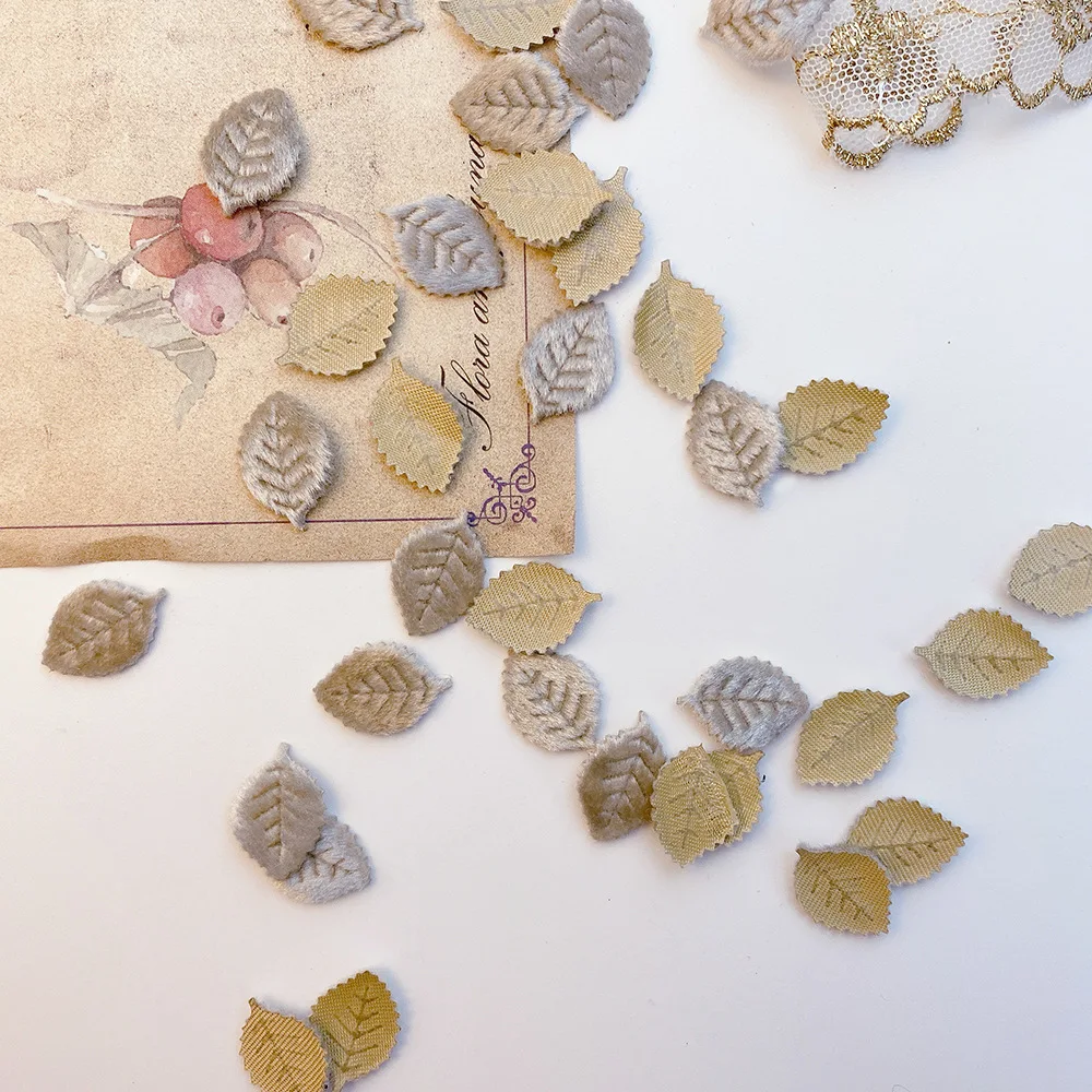 Super Mini Green Velvet Small Leaf Headdress Diy Handmade Flowers and Leaves Clothing Sweater Hair Accessories