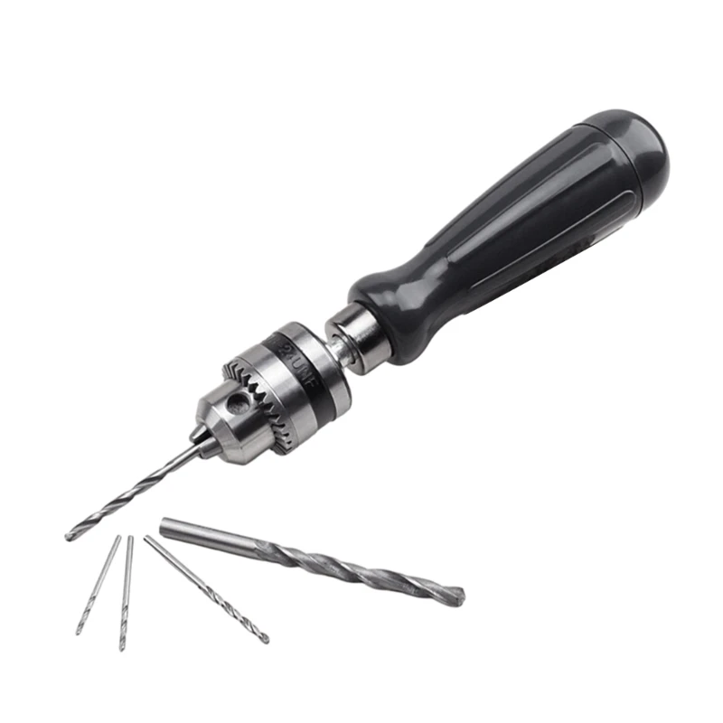 

Mini Aluminum Hand Drill with 1.5 2.0 5.0mm Keyless Chuck Twist Bits