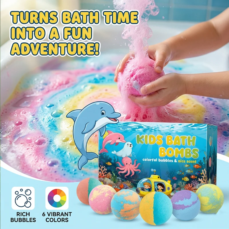 Kids Bath Bombs Set with Natural Essential Oils Rich Bubbles & Floating Colors Bath Fizzies for Toddlers Birthday Surprise Gift