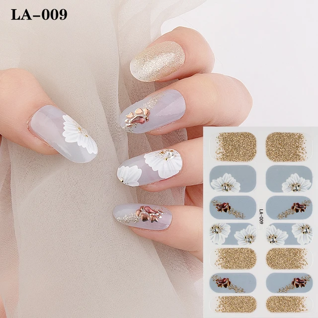 Korean Fashion Colorful 3D Glitter Sequins Nail Art Stickers Manicure DIY Nail Strips Wraps Solid Color LA-009