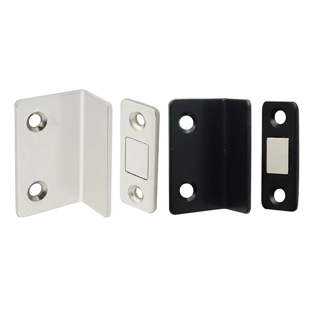 Strong Magnetic Cabinet Catches Punch Free L-Shaped Sliding Door Stop Ultra Thin Invisible Anti Collision Furniture Hardware