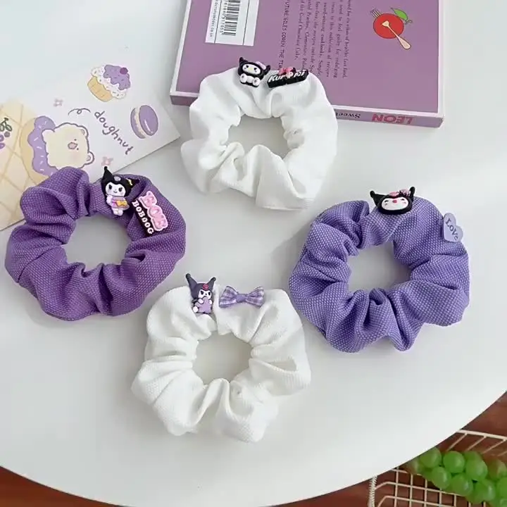 4 Pezzi/set Fasce Per Capelli Kawaii Per Ragazze Simpatico Cartone Animato Anime Fasce Elastiche Supporti Per Coda Di Cavallo Accessori Per Capelli Set Regalo - Foto 5