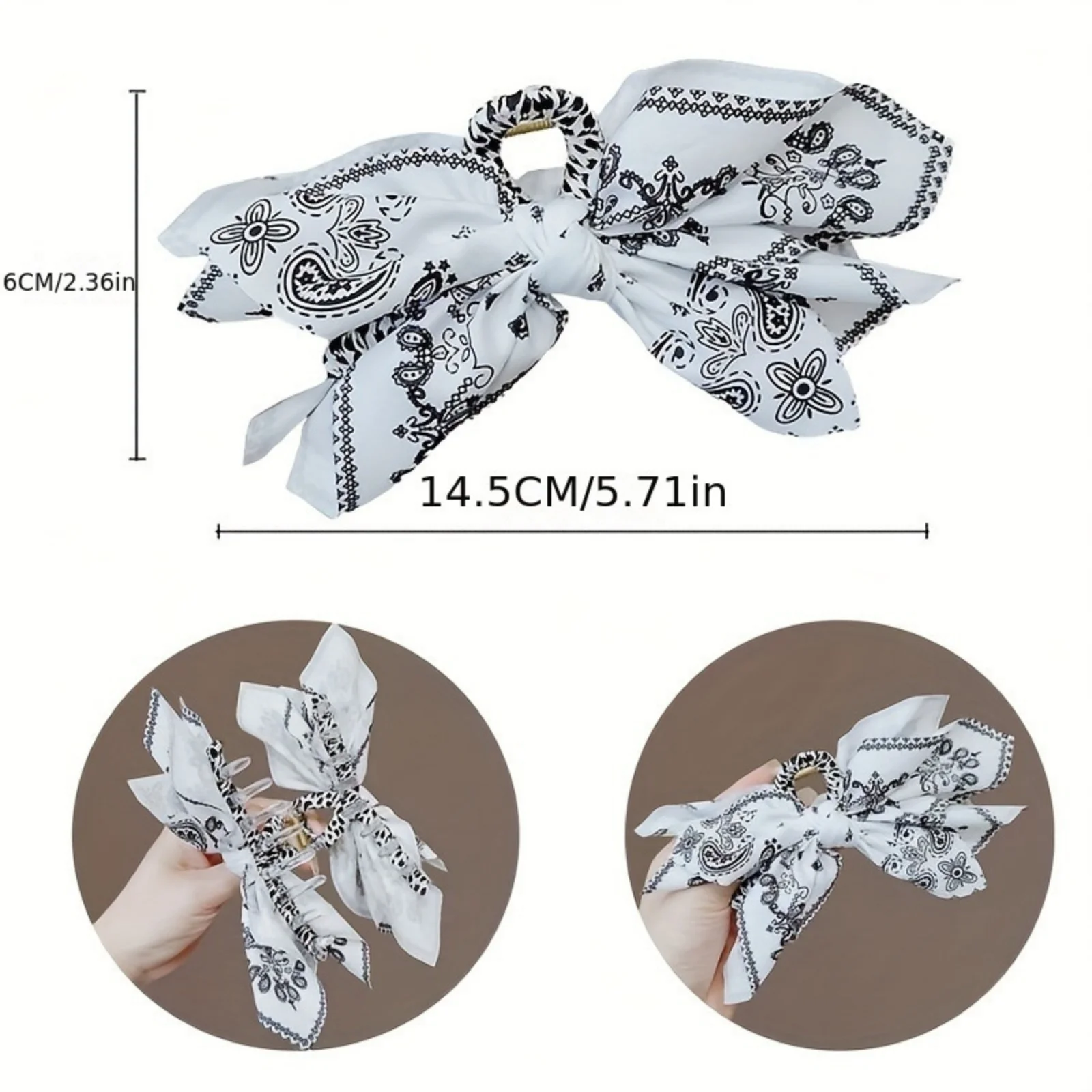 1PC Boho Bandana Hair Claw Clip, Large Butterfly Shape, Floral Print Fabric, Fashion Hair Accessory for Women, Chic Updo Styling