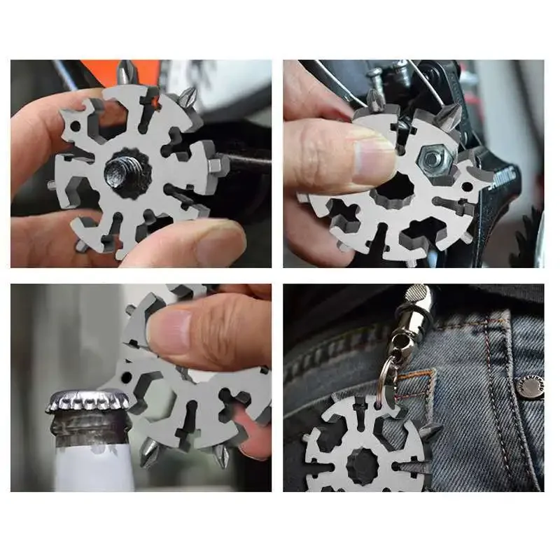 Snow Wrench Tool Spanner Hex Wrench Multifunction Camping Outdoor Survive Tools Bottle Opener Screwdriver multi function tool keychain tool 18 In 1
