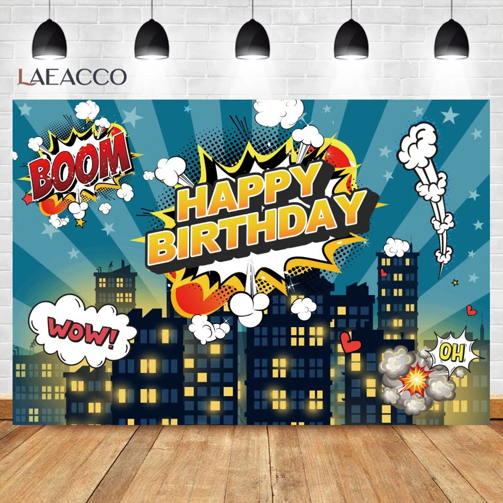 Фон для профессиональной студийной фотосъемки с изображением Супергероев Комиксов города архитектуры вечеринки в честь Дня Рождения