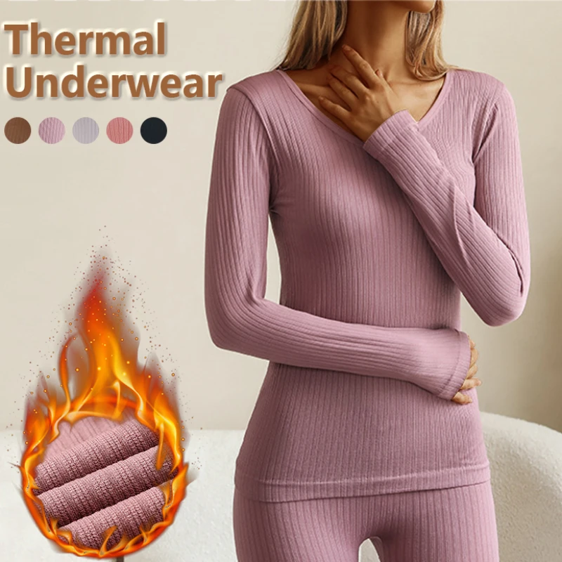 

Winter Women's Intimates Thermal Underwear Tops Long Sleeve Underwear Ropa Termica Seamless Set Warm Lingerie Camiseta Termica