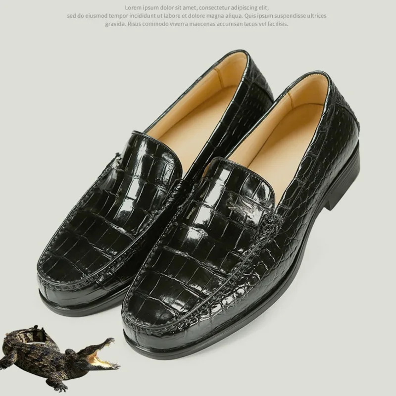 New Crocodile Fashion New High-end Casual Leather Suede With Soft Soles One Foot Business Men's Boat Walking Male Oxford Shoes