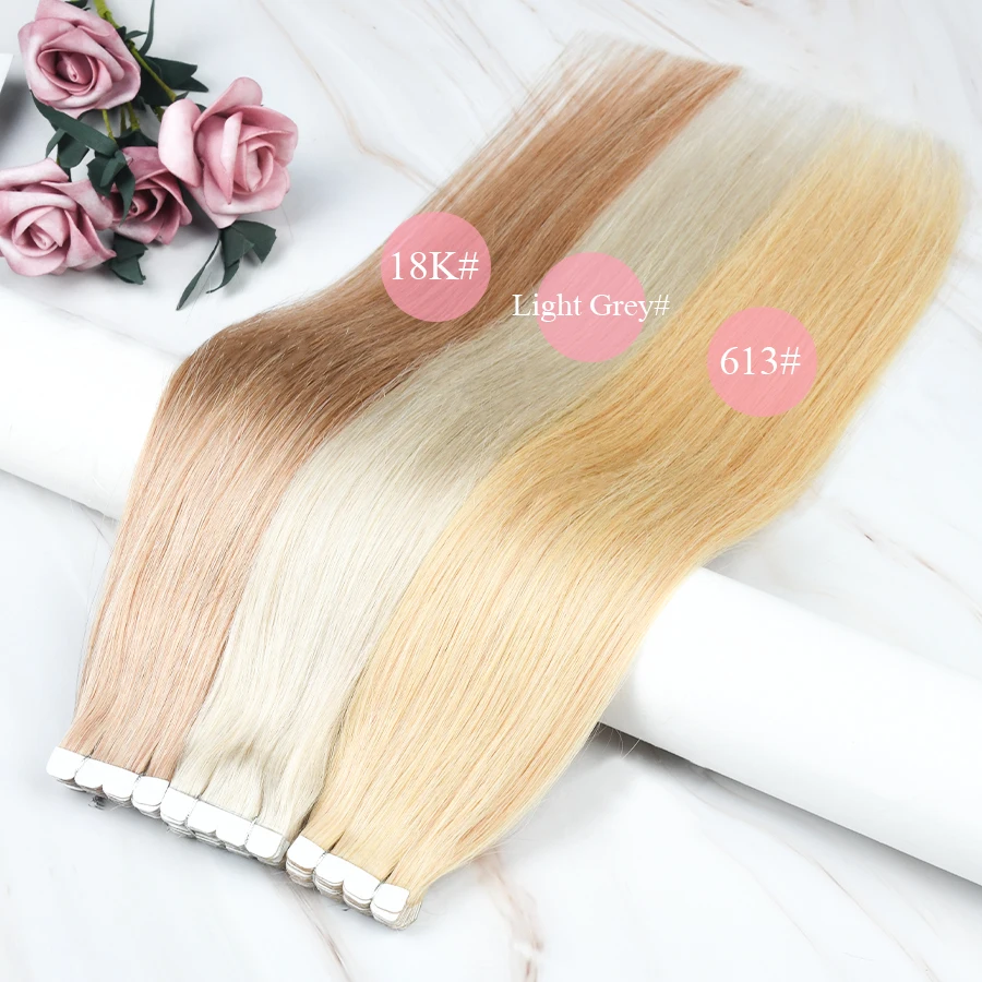 AW 12''-24'' Tape In Human Hair Extensions Natural Hair Extensions Seamless Skin Weft Machine Remy Balayage Adhesive Tape Ins