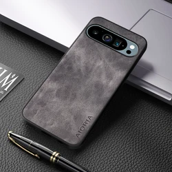 Luxury PU Leather Skin Cover Case - Elegant Design for Pixel 9 Pro XL (Gray)
