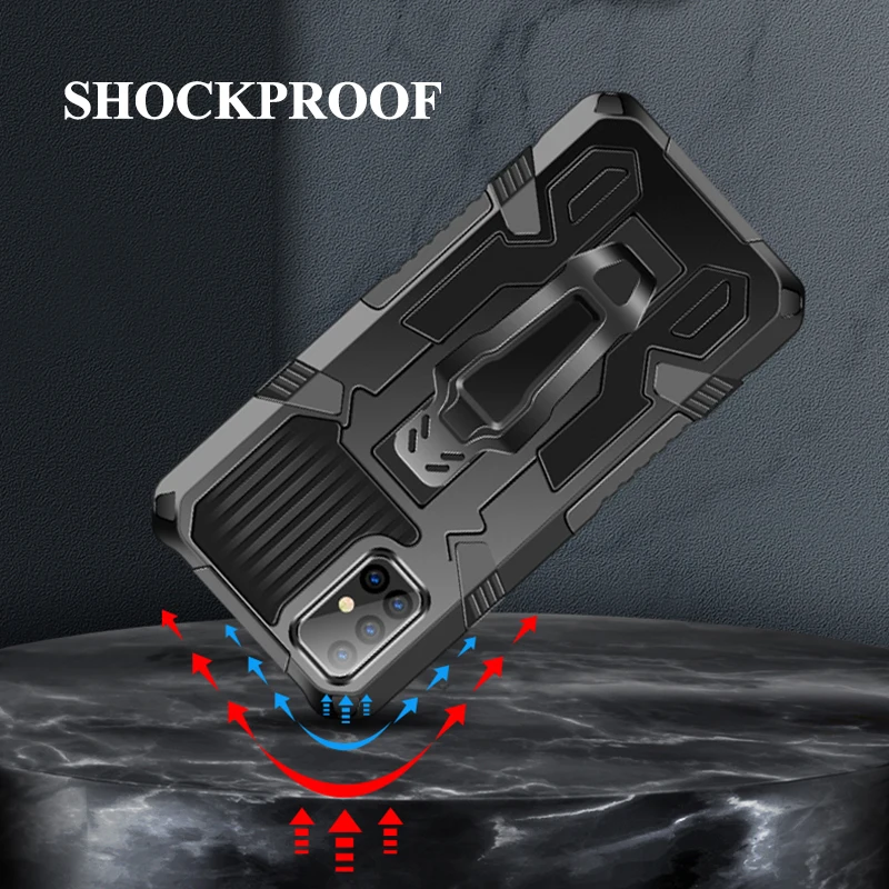 Enhanced Shockproof Magnetic Armor Case with Multi-Function Bracket and Back Clip