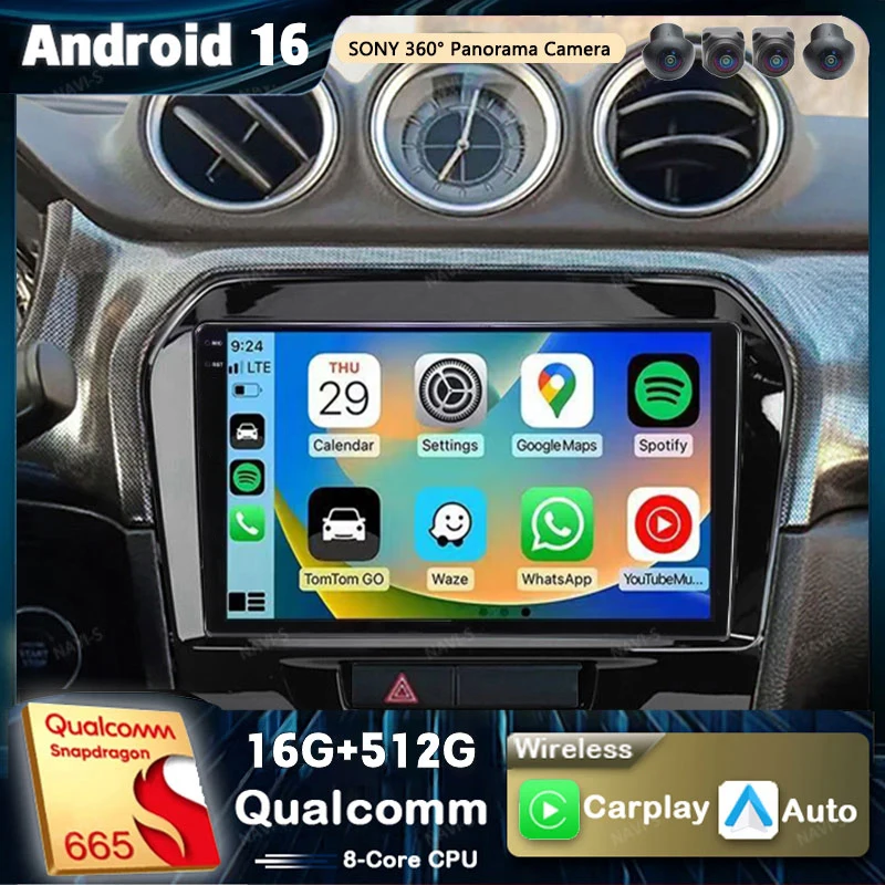 Android 16 Wireless Carplay Auto Für Suzuki Vitara 4 2017 2018 2019 2020-2022 Autoradio Stereo Multimedia Navigation GPS-Player