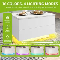 YITAHOME Table basse réglable en hauteur avec rangement - LED 16 couleurs, plateau relevable et tiroirs, blanc, 80 x 55 x 46 cm 2