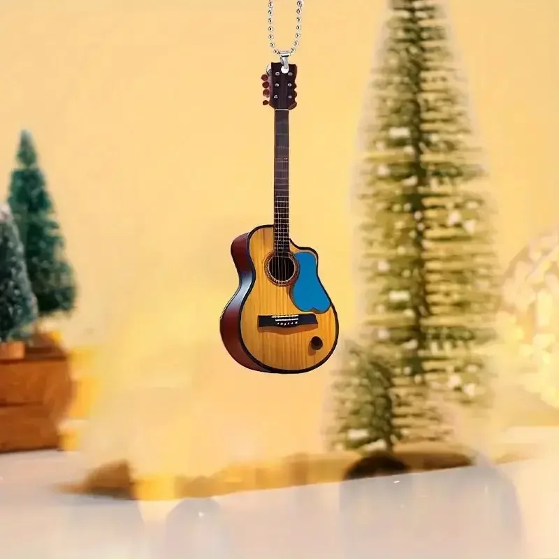 Mini Guitar Rearview Mirrors Pendant Car Hanging Ornaments Car Decoration Gifts for Guitar Enthusiast Christmas Decoration 2
