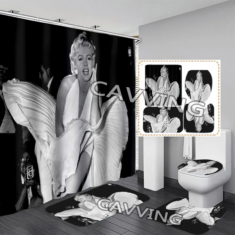 

3D занавеска для душа Marilyn Monroe s, водонепроницаемая занавеска для ванной, Противоскользящий коврик для ванной, набор ковриков для туалета, ковер, домашний декор J03