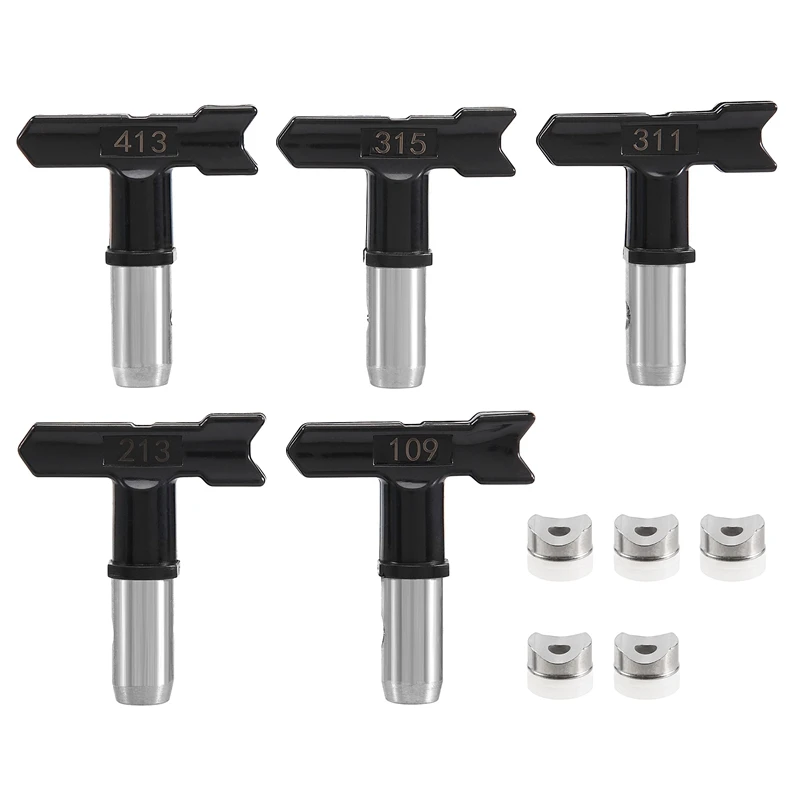 

5 Pieces Spray Tips Reversible Spray Tip Airless Spray Nozzles For Airless Spraying Machine (109, 213, 311, 315, 413)