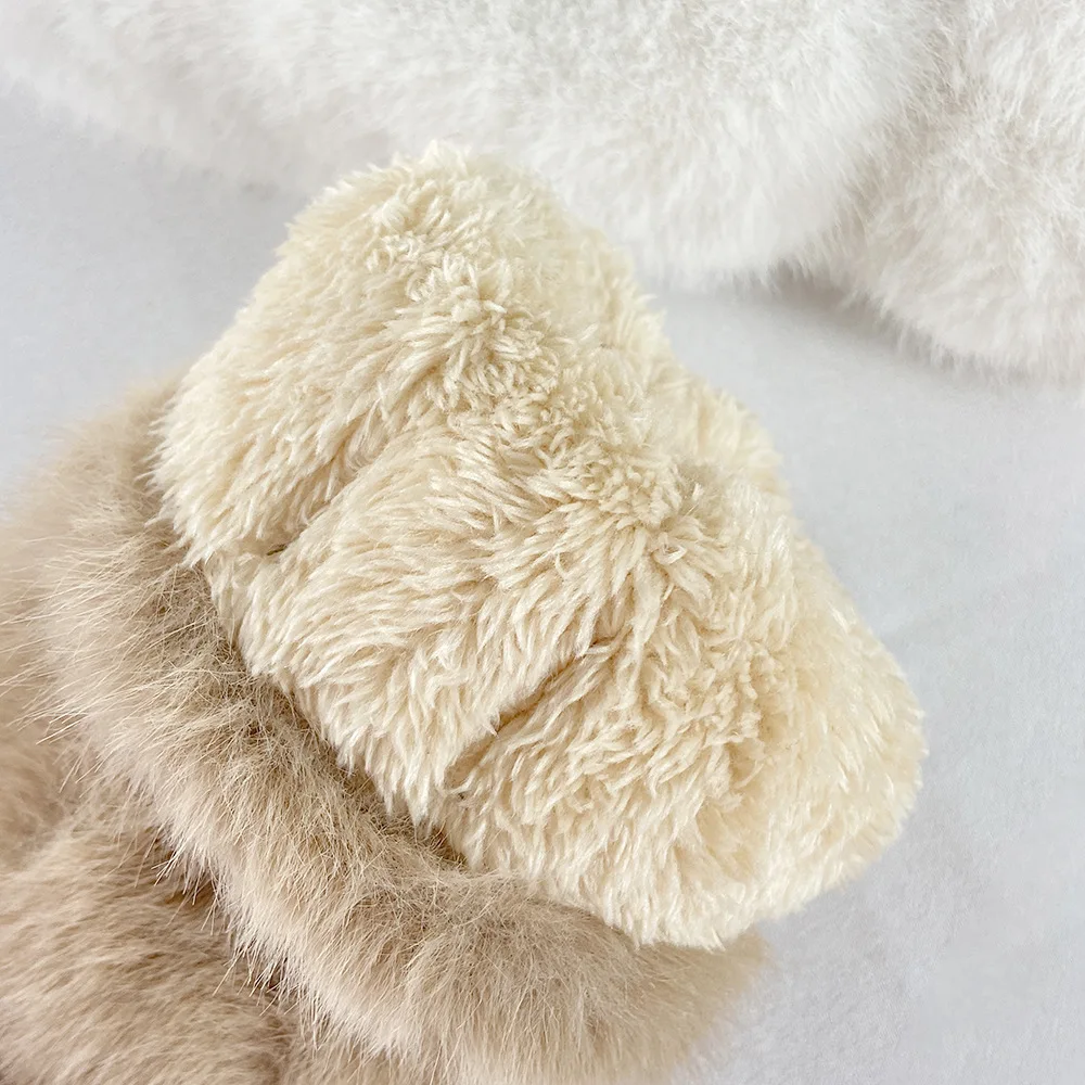 Gloves Simple Solid Thick Plush Furry Warm Gloves for Women Luxury Fashionable Finger Glove