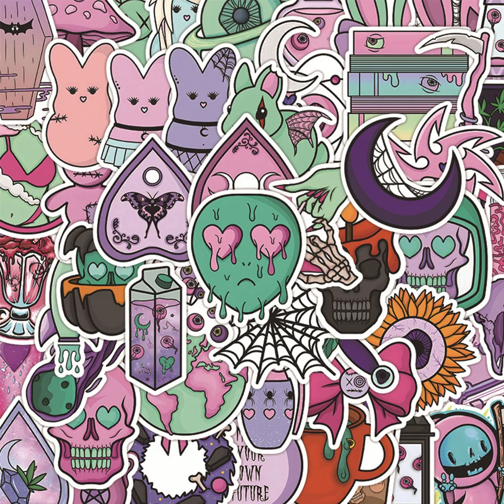 

10/30/50PCS Gothic Cartoon Stickers Kawaii Girls DIY Laptop Luggage Phone Car Waterproof Halloween Gifts Sticker for Kids Toys